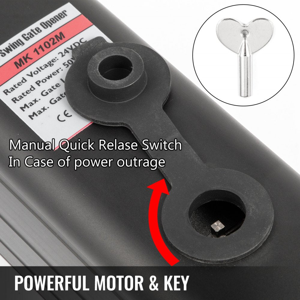 Dual Swing Gate Opener Heavy Duty Automatic Gate Opener Up to 660lbs & 18ft Long Gate AC Powered 50W Automatic Gate Openers with Remote Complete Kit Push/Pull-to-Open Dual Gate Opener 16mm/s