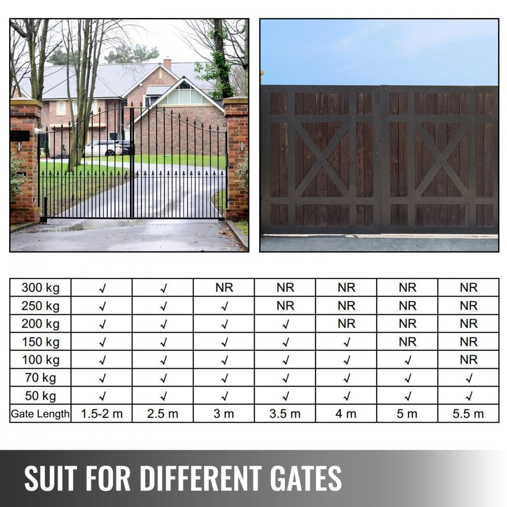Dual Swing Gate Opener Heavy Duty Automatic Gate Opener Up to 660lbs & 18ft Long Gate AC Powered 50W Automatic Gate Openers with Remote Complete Kit Push/Pull-to-Open Dual Gate Opener 16mm/s