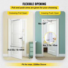 Automatic Door Opener, 100-240V for Max.220lbs Doors, Swing Door Operator for Disabilities w/ 2 Wireless Remotes, 2 Exit Buttons, Keypad, 5 ID Cards, 2 Stainless Steel Push Buttons, CE Listed