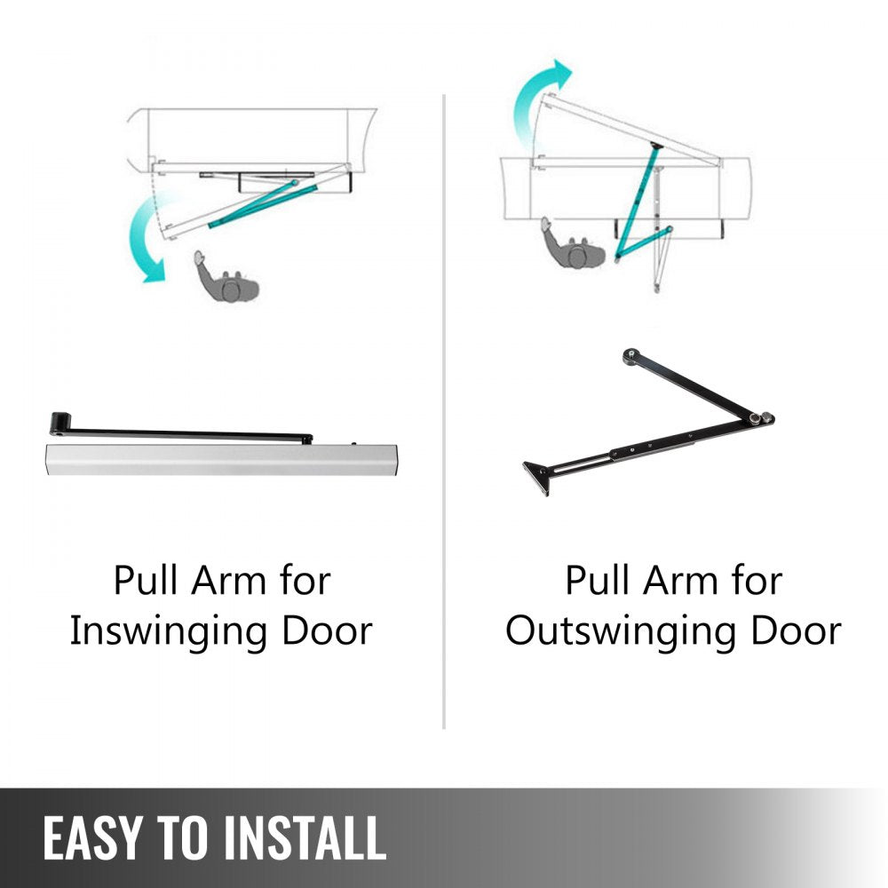 Automatic Door Opener 110-240V, Handicap Door Opener 22 Lbs, Automatic Swing Door Opener 50 W Swing Door Opener 120 Degrees Adjustable Aluminum Alloy and Stainless Steel Electric Door Opener
