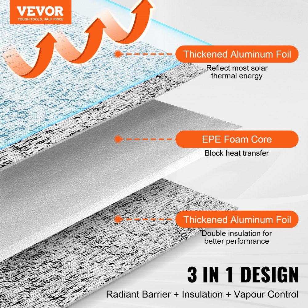 Double Reflective Insulation Roll Foam Core Radiant Barrier 23.8in x 50 ft