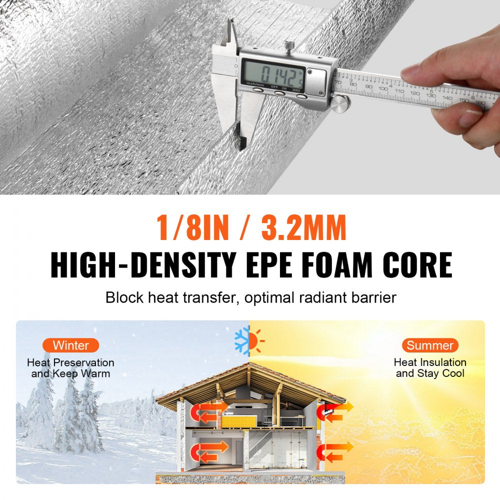 Double Reflective Insulation Roll Foam Core Radiant Barrier 23.8in x 50 ft