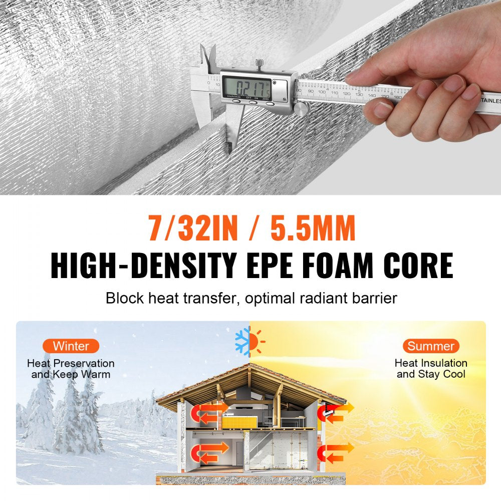 Double Reflective Insulation Roll Foam Core Radiant Barrier 48 in x 50 ft
