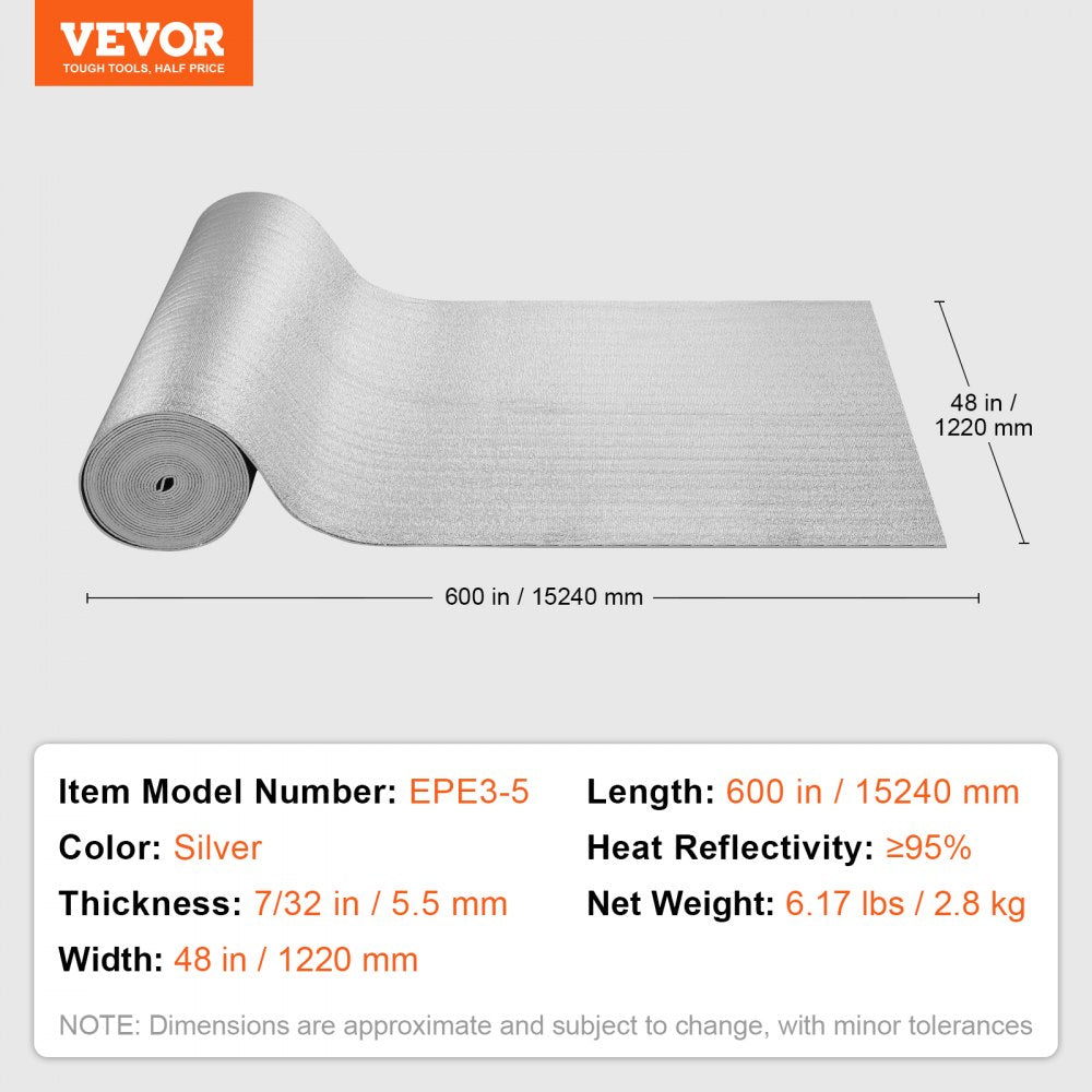 Double Reflective Insulation Roll Foam Core Radiant Barrier 48 in x 50 ft