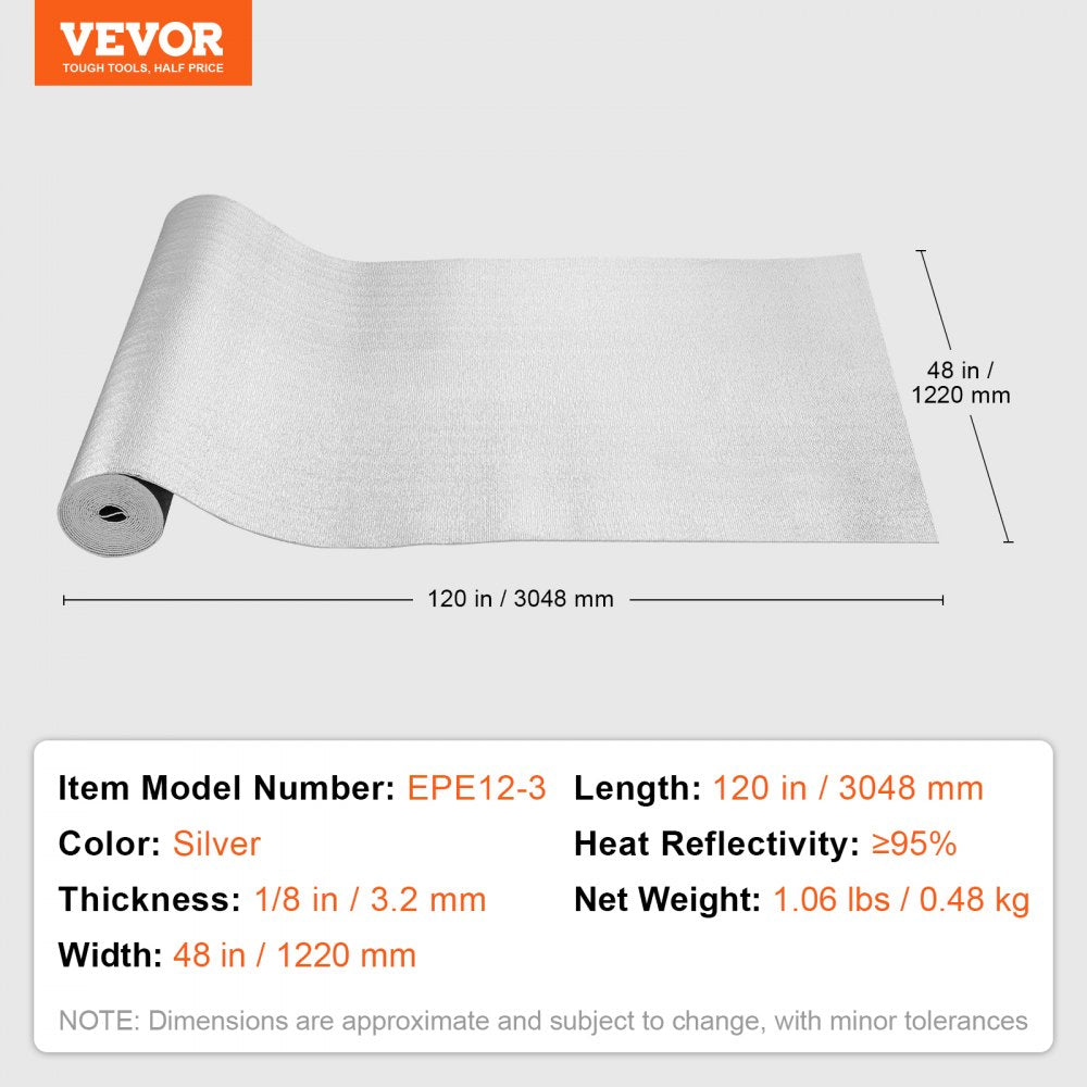 Double Reflective Insulation Roll Foam Core Radiant Barrier 48 in x 10 ft
