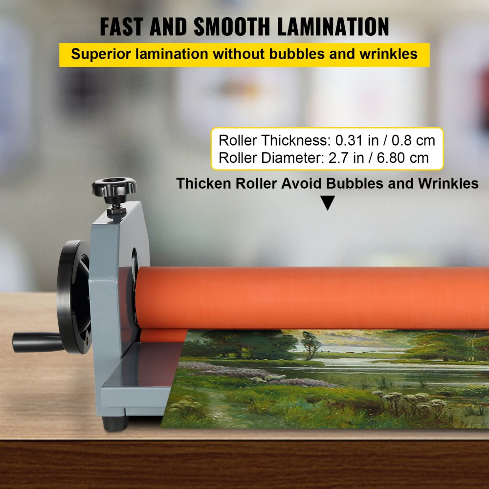 25 Inch Manual Cold Roll Laminator 1.18" Thickness Foldable Roll Laminating Machine Vinyl Photo Film Mounting Laminator for Commercial Professional Uses (25"Max Film Width)