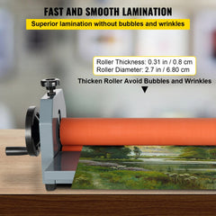 25 Inch Manual Cold Roll Laminator 1.18" Thickness Foldable Roll Laminating Machine Vinyl Photo Film Mounting Laminator for Commercial Professional Uses (25"Max Film Width)