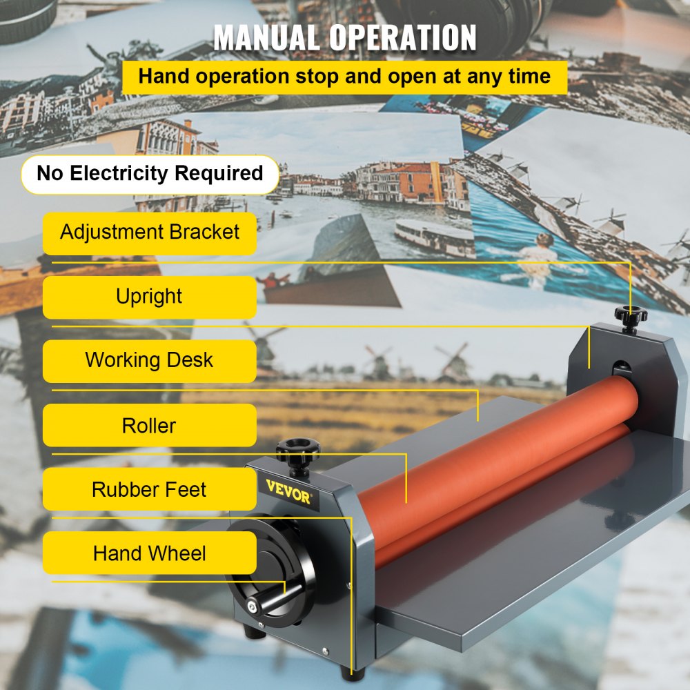 25 Inch Manual Cold Roll Laminator 1.18" Thickness Foldable Roll Laminating Machine Vinyl Photo Film Mounting Laminator for Commercial Professional Uses (25"Max Film Width)
