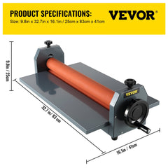 25 Inch Manual Cold Roll Laminator 1.18" Thickness Foldable Roll Laminating Machine Vinyl Photo Film Mounting Laminator for Commercial Professional Uses (25"Max Film Width)