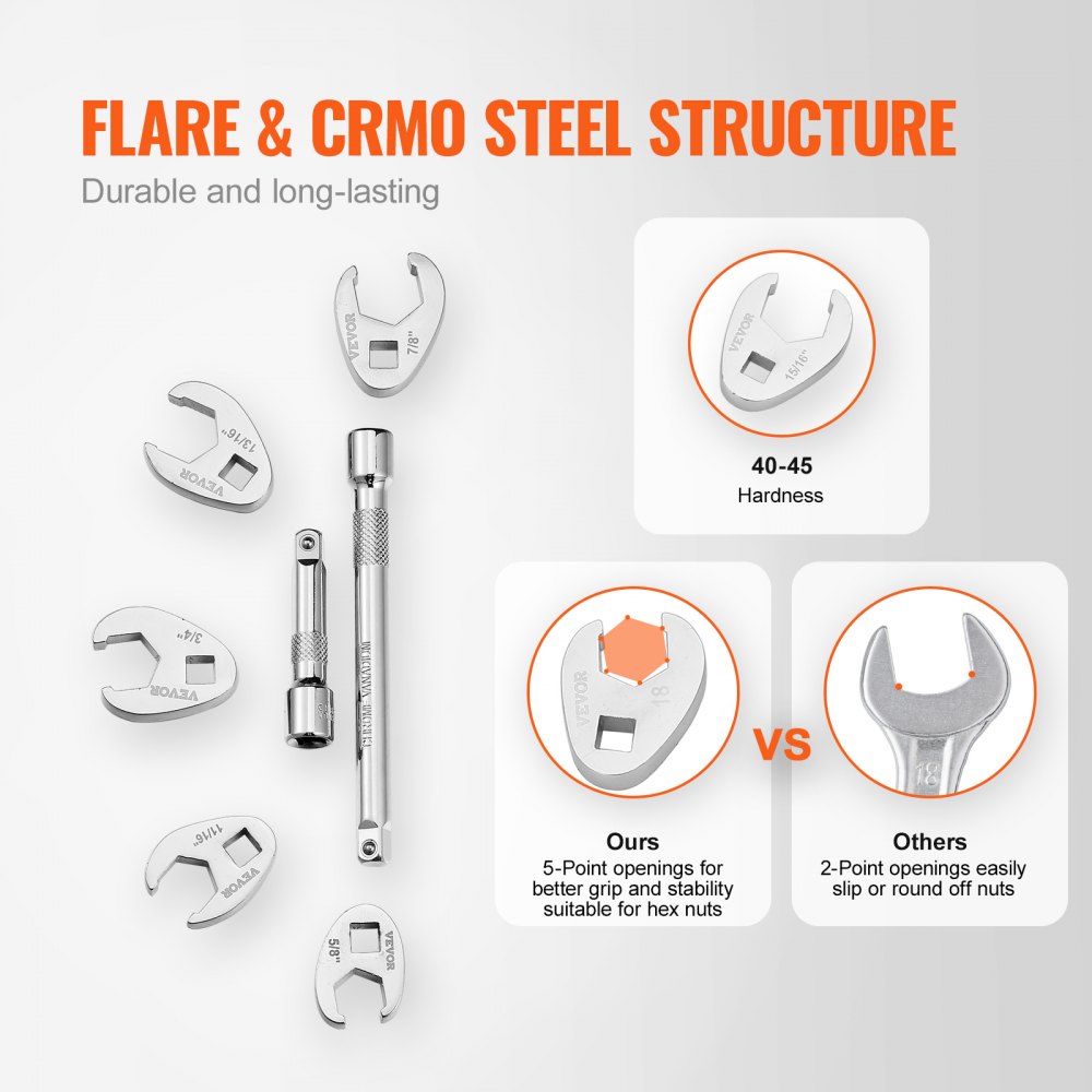 3/8" Drive Crowfoot Wrench Set with 2 Extension Bars, 24-Piece Crows Foot Wrench Set, SAE  3/8"-1" and Metric 10-22 mm, CR-MO Steel Crowfoot Wrench Set, with EVA Tool Organizer