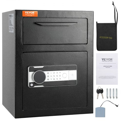 1.7 Cub Depository Safe, Deposit Safe with Drop Slot, Electronic Code Lock and 2 Emergency Keys, 17.71`` x 13.77`` x 13.77`` Business Drop Slot Safe for Cash, Mail in Home, Hotel, Office