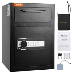 2.5 Cub Depository Safe, Deposit Safe with Drop Slot, Electronic Code Lock and 2 Emergency Keys, 20.27`` x 13.97`` x 13.97`` Business Drop Slot Safe for Cash, Mail in Home, Hotel, Office