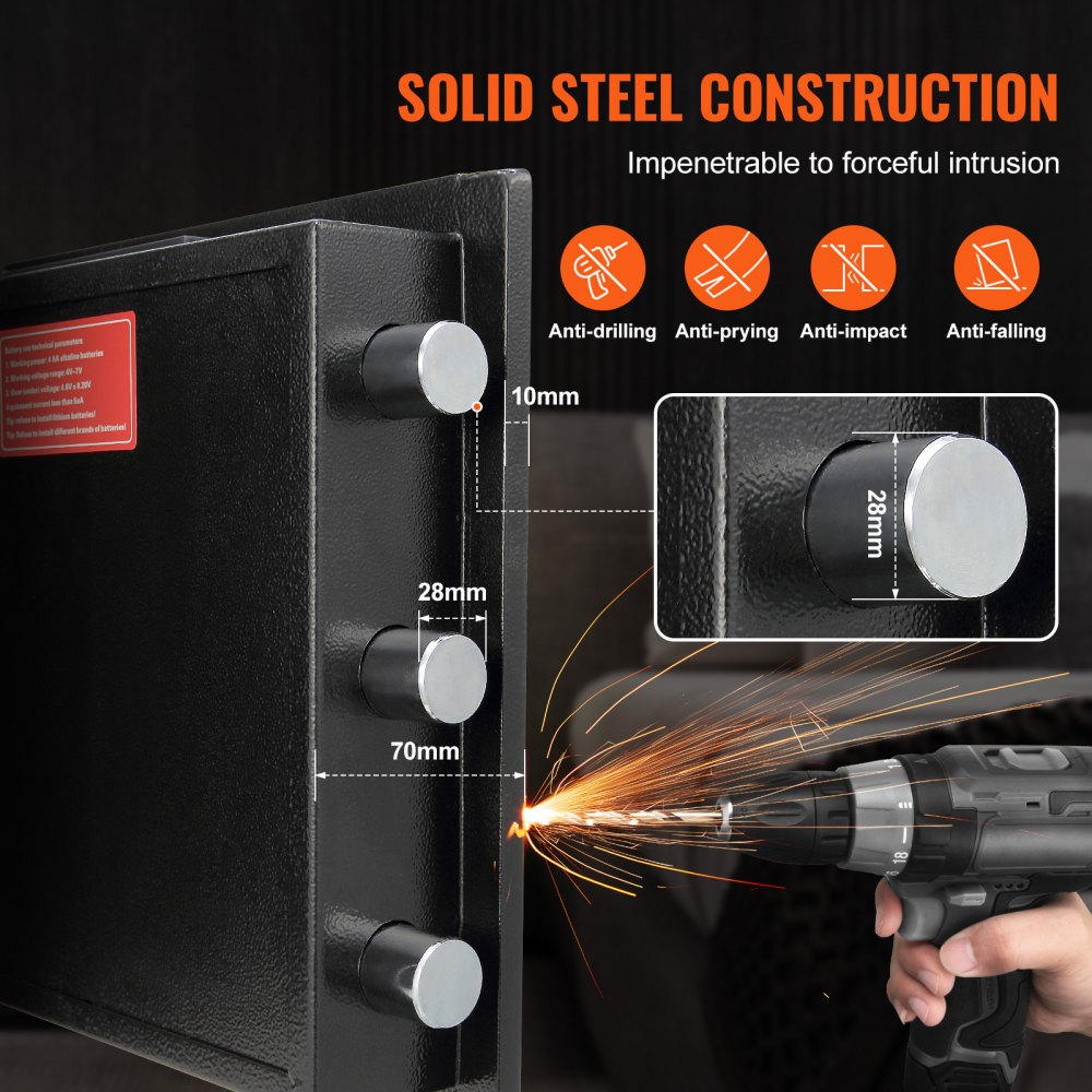 2.5 Cub Depository Safe, Deposit Safe with Drop Slot, Electronic Code Lock and 2 Emergency Keys, 20.27`` x 13.97`` x 13.97`` Business Drop Slot Safe for Cash, Mail in Home, Hotel, Office