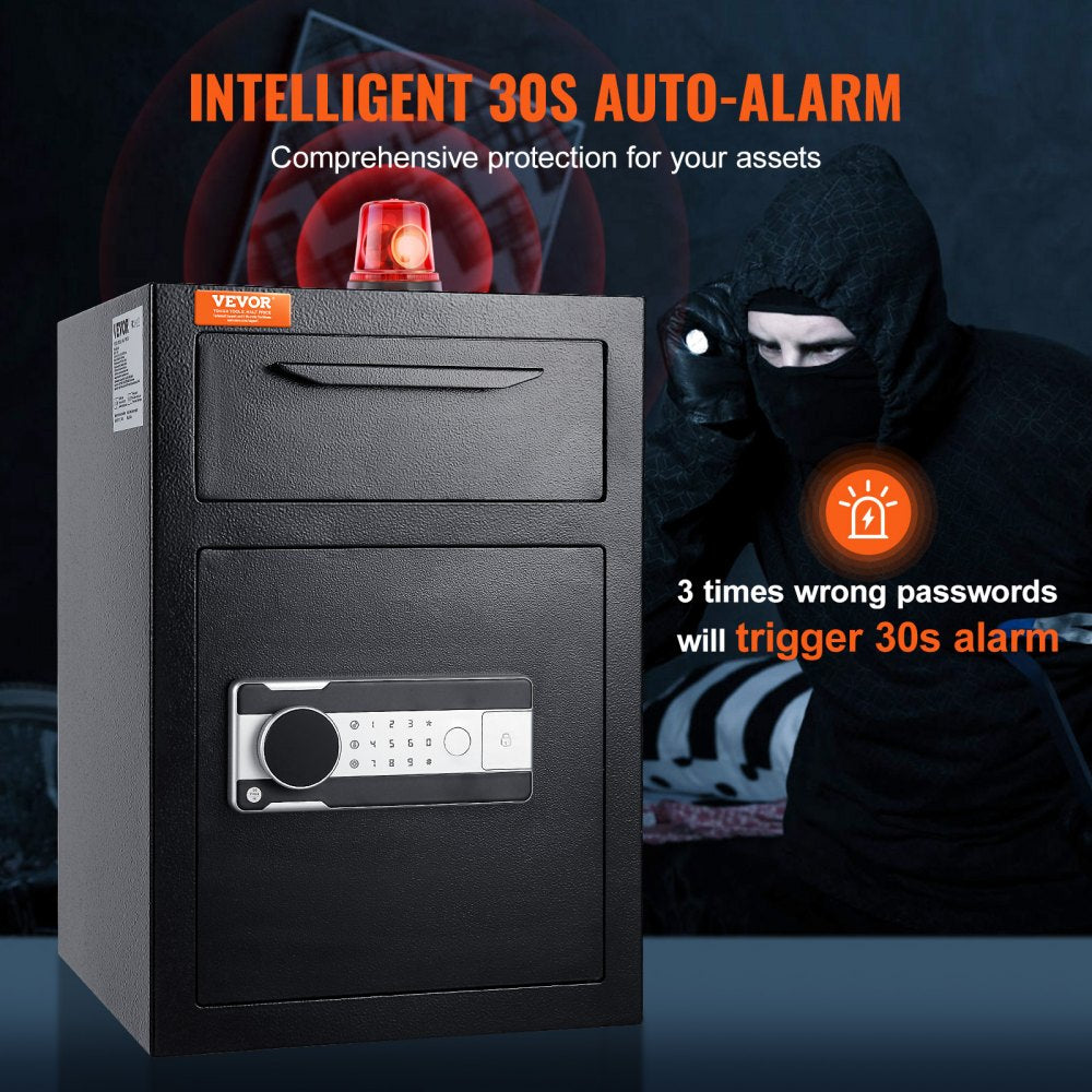2.5 Cub Depository Safe, Deposit Safe with Drop Slot, Electronic Code Lock and 2 Emergency Keys, 20.27`` x 13.97`` x 13.97`` Business Drop Slot Safe for Cash, Mail in Home, Hotel, Office