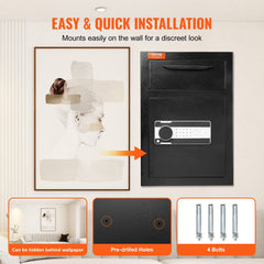 2.5 Cub Depository Safe, Deposit Safe with Drop Slot, Electronic Code Lock and 2 Emergency Keys, 20.27`` x 13.97`` x 13.97`` Business Drop Slot Safe for Cash, Mail in Home, Hotel, Office