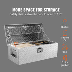 Heavy Duty Aluminum Truck Bed Tool Box, Diamond Plate Tool Box with Side Handle and Lock Keys, Storage Tool Box Chest Box Organizer for Pickup, Truck Bed, RV, Trailer, 30"x13"x9.6", Silver