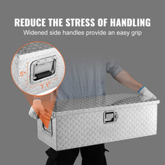 Heavy Duty Aluminum Truck Bed Tool Box, Diamond Plate Tool Box with Side Handle and Lock Keys, Storage Tool Box Chest Box Organizer for Pickup, Truck Bed, RV, Trailer, 30"x13"x9.6", Silver