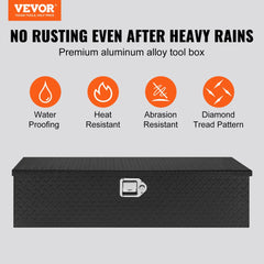 Heavy Duty Aluminum Truck Bed Tool Box, Diamond Plate Tool Box with Side Handle and Lock Keys, Storage Tool Box Chest Box Organizer for Pickup, Truck Bed, RV, Trailer, 39"x13"x10", Black