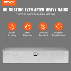 Heavy Duty Aluminum Truck Bed Tool Box, Diamond Plate Tool Box with Side Handle and Lock Keys, Storage Tool Box Chest Box Organizer for Pickup, Truck Bed, RV, Trailer, 48"x15"x15", Silver
