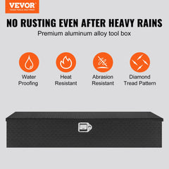Heavy Duty Aluminum Truck Bed Tool Box, Diamond Plate Tool Box with Side Handle and Lock Keys, Storage Tool Box Chest Box Organizer for Pickup, Truck Bed, RV, Trailer, 48"x15"x15", Black