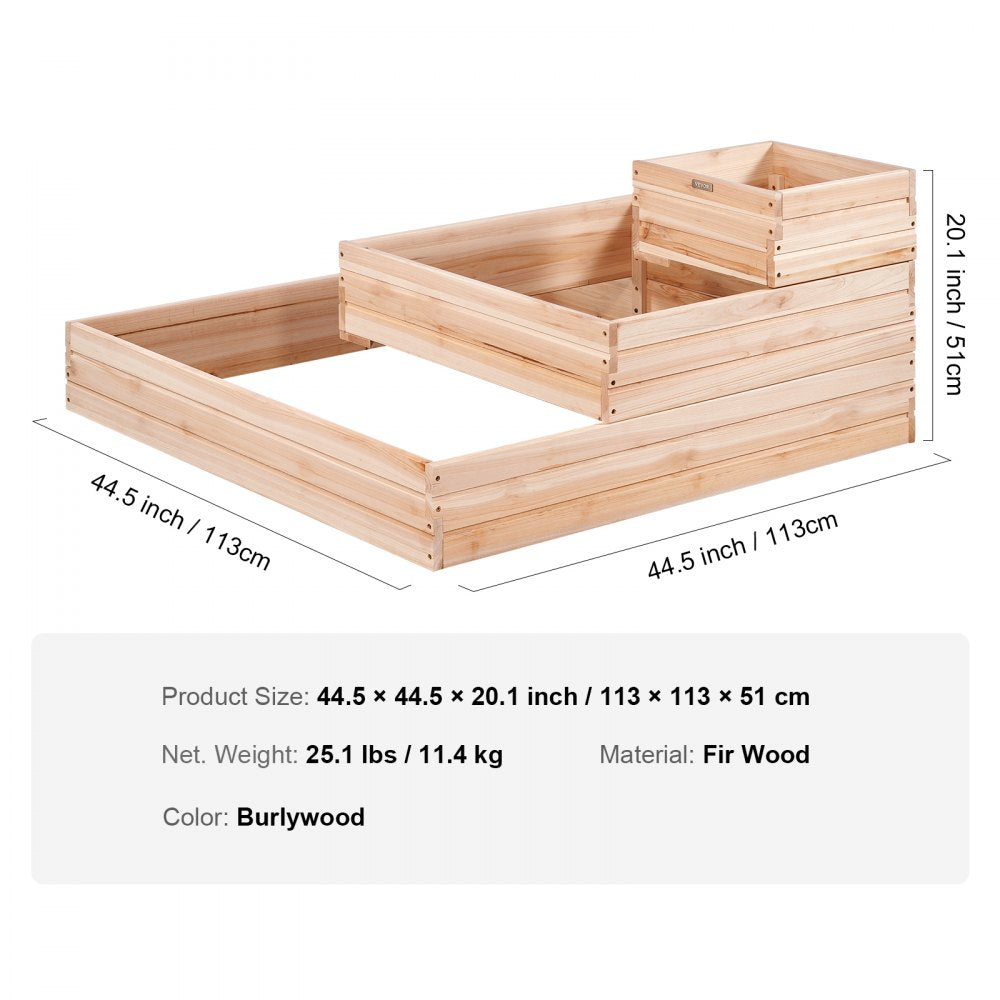 Wooden Raised Garden Bed Planter Box 44.5x44.5x20.1" Flower Vegetable Herb