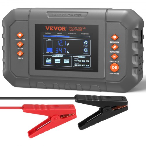 Smart Battery Charger, 35-Amp, Lithium LiFePO4 Lead-Acid (AGM / Gel / SLA) Car Battery Charger with LCD Display, Trickle Charger Maintainer Desulfator for Boat Motorcycle Lawn Mower Deep Cycle
