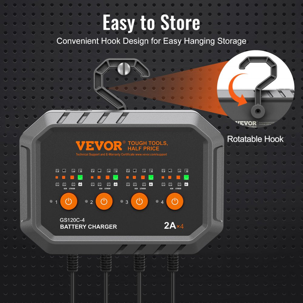 Smart Battery Charger, 8-Amp, LiFePO4 Lead-Acid (AGM / Gel / SLA) Car Battery Charger, Fully-Automatic Charger Maintainer Desulfator for Boat Motorcycle Lawn Mower Golf Cart Marine Deep Cycle