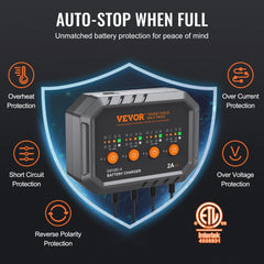 Smart Battery Charger, 8-Amp, LiFePO4 Lead-Acid (AGM / Gel / SLA) Car Battery Charger, Fully-Automatic Charger Maintainer Desulfator for Boat Motorcycle Lawn Mower Golf Cart Marine Deep Cycle