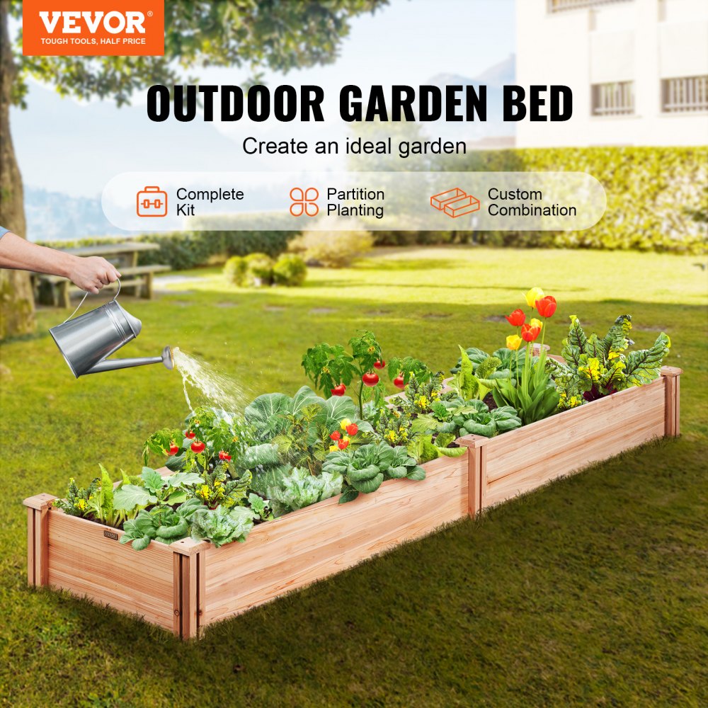 Wooden Raised Garden Bed Planter Box 94.5x23.6x9.8" Flower Vegetable Herb