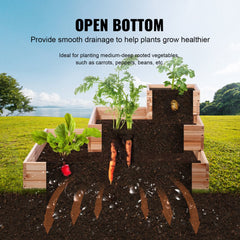 Wooden Raised Garden Bed Planter Box 94.5x23.6x9.8" Flower Vegetable Herb