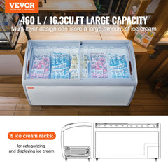 16.3Cu.ft Commercial Ice Cream Display Case Gelato Dipping Freezer Cabinet
