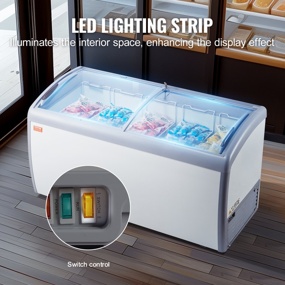 16.3Cu.ft Commercial Ice Cream Display Case Gelato Dipping Freezer Cabinet
