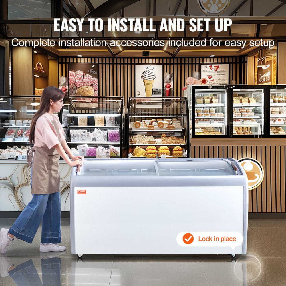 16.3Cu.ft Commercial Ice Cream Display Case Gelato Dipping Freezer Cabinet