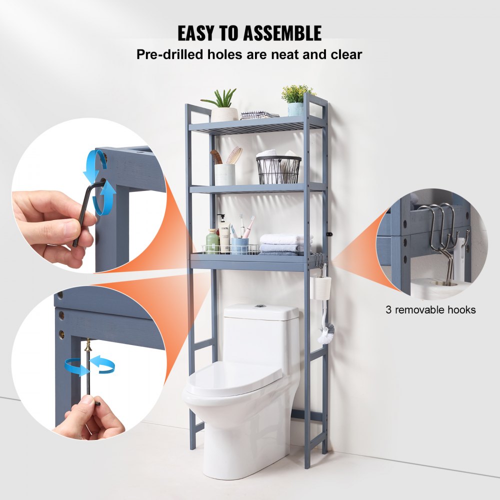 Over the Toilet Storage 3-Tier Bathroom Shelf Rack Space Saver Organizer
