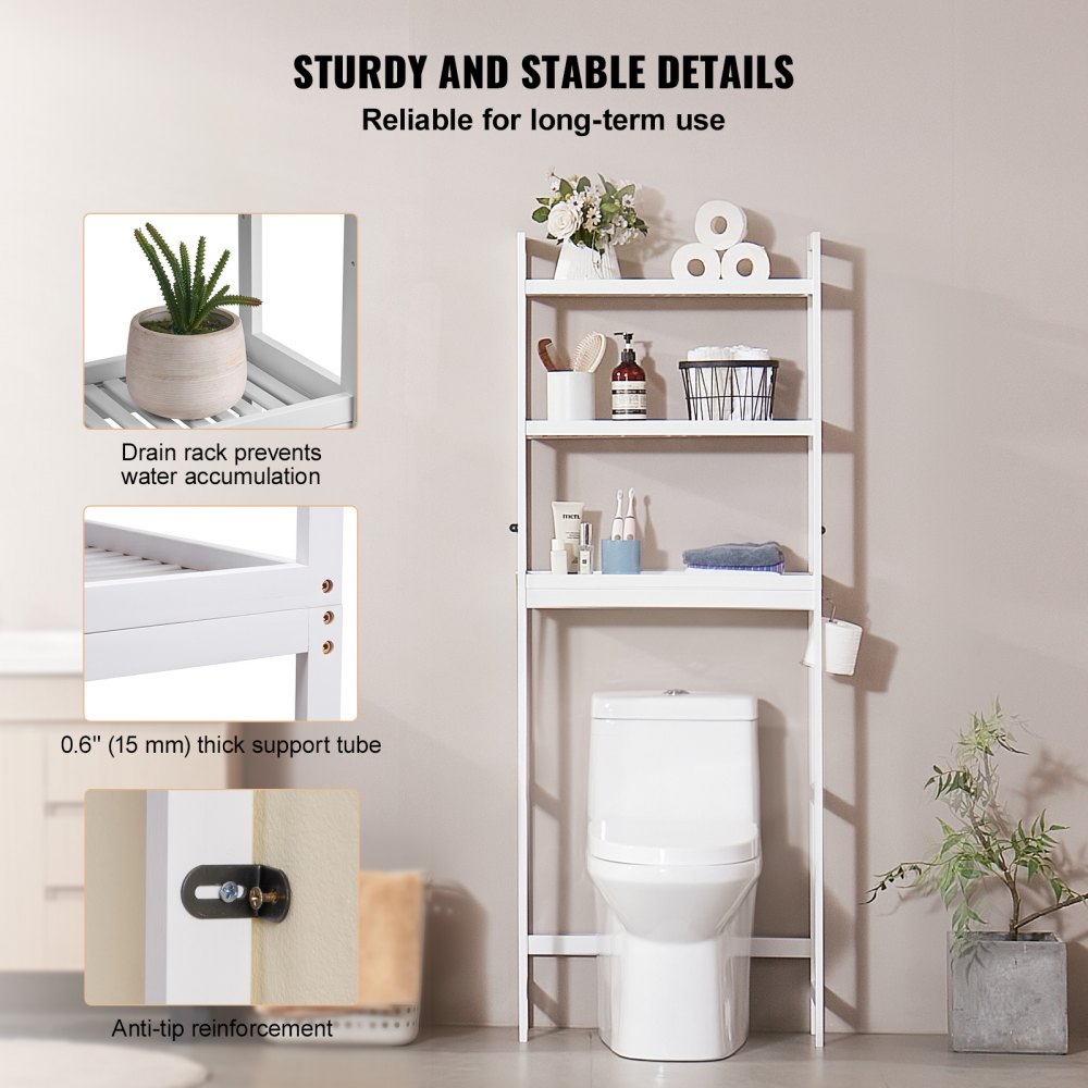 Over the Toilet Storage 3-Tier Bathroom Shelf Rack Space Saver Organizer