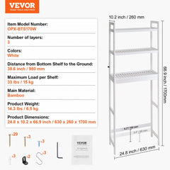 Over the Toilet Storage 3-Tier Bathroom Shelf Rack Space Saver Organizer