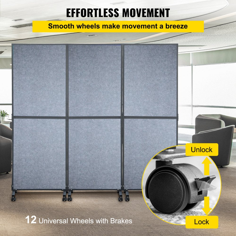 Acoustic Room Divider 72 " x 66 " Office Partition Panel 3 Pack Office Divider Wall Light Gray Office Dividers Partition Wall Polyester & 45 Steel Cubicle Wall Reduce Noise and Visual Distractio