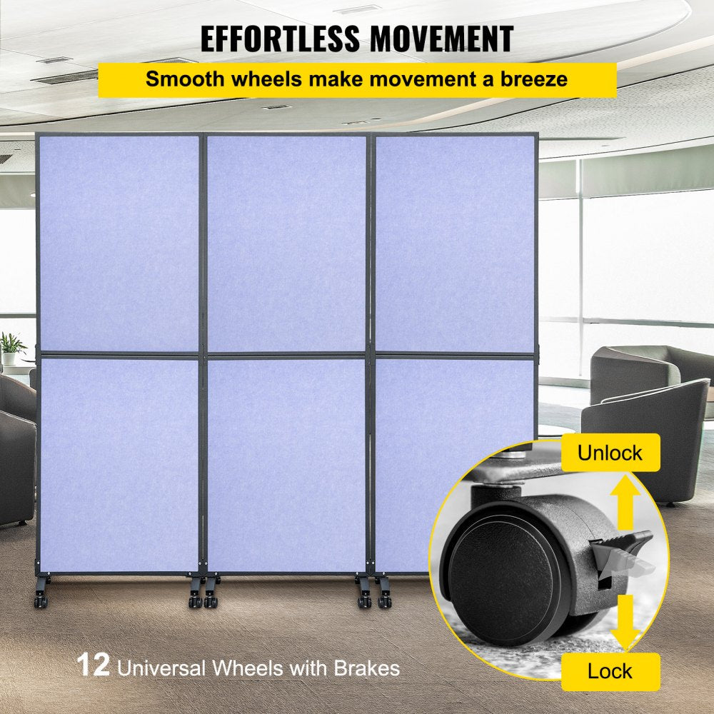 Acoustic Room Divider 72" x 66" Office Partition Panel 3 Pack Office Divider Wall Steel Blue Office Dividers Partition Wall Polyester & 45 Steel Cubicle Wall Reduce Noise and Visual Distractions