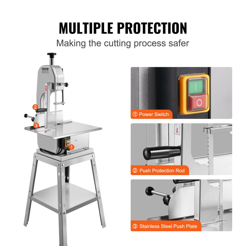 1800W Commercial Electric Meat Bandsaw Stainless Steel Bone Sawing Machine