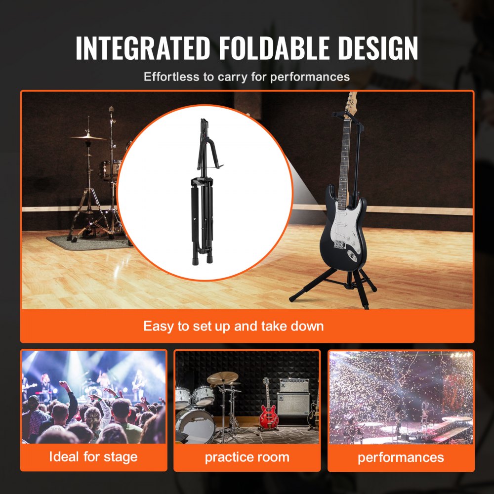 Tripod Guitar Stand Floor-Standing Foldable 35.4-47.2 in Adjustable Height