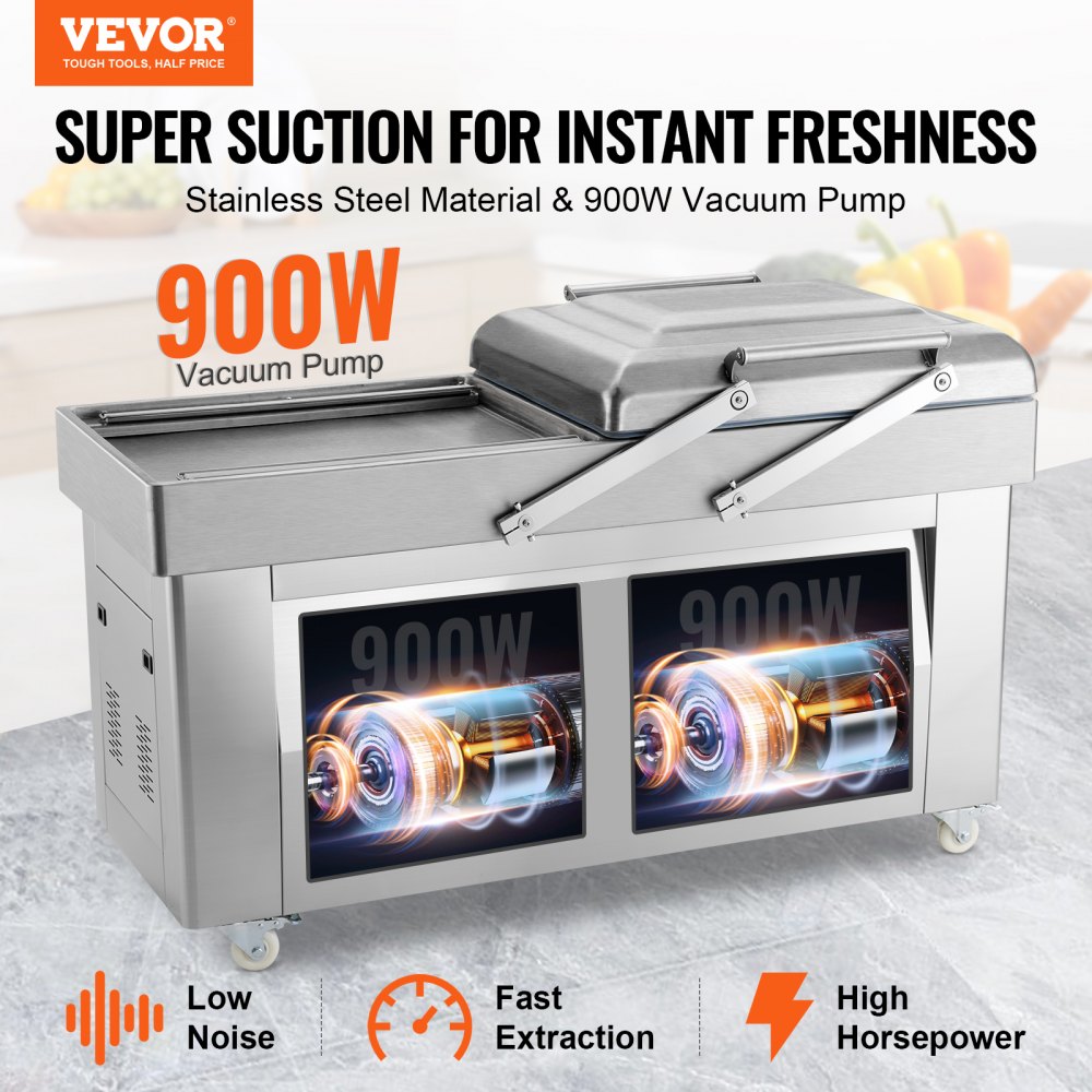 Chamber Vacuum Sealer, 1200W Sealing Power, Vacuum Packing Machine for Wet Foods, Meats, Marinades and More, Compact Size with 23.62" Sealing Length, Applied in Home Kitchen and Commercial Use