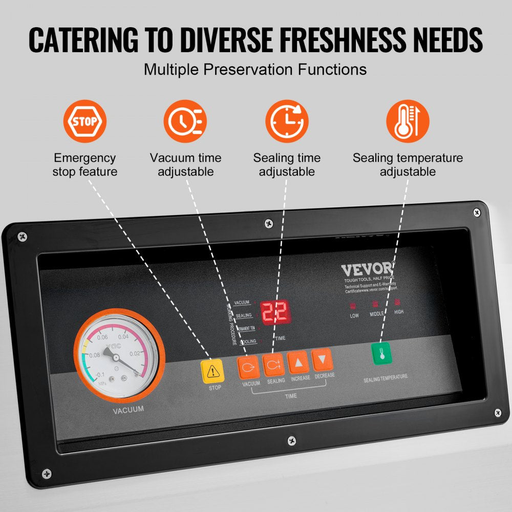 Chamber Vacuum Sealer, 1200W Sealing Power, Vacuum Packing Machine for Wet Foods, Meats, Marinades and More, Compact Size with 23.62" Sealing Length, Applied in Home Kitchen and Commercial Use
