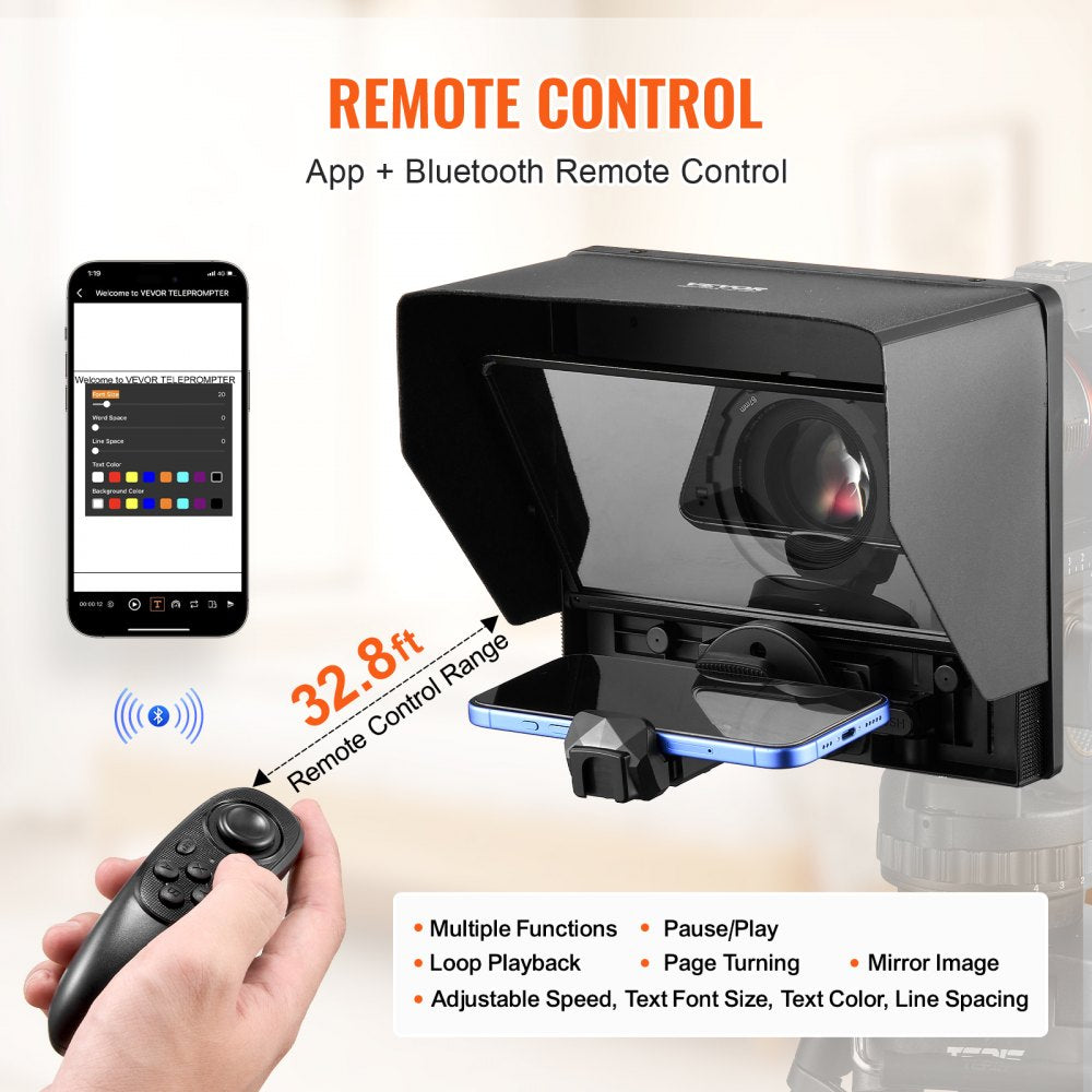 10`` Portable Teleprompter Remote for Webcam Smartphone Live Streaming