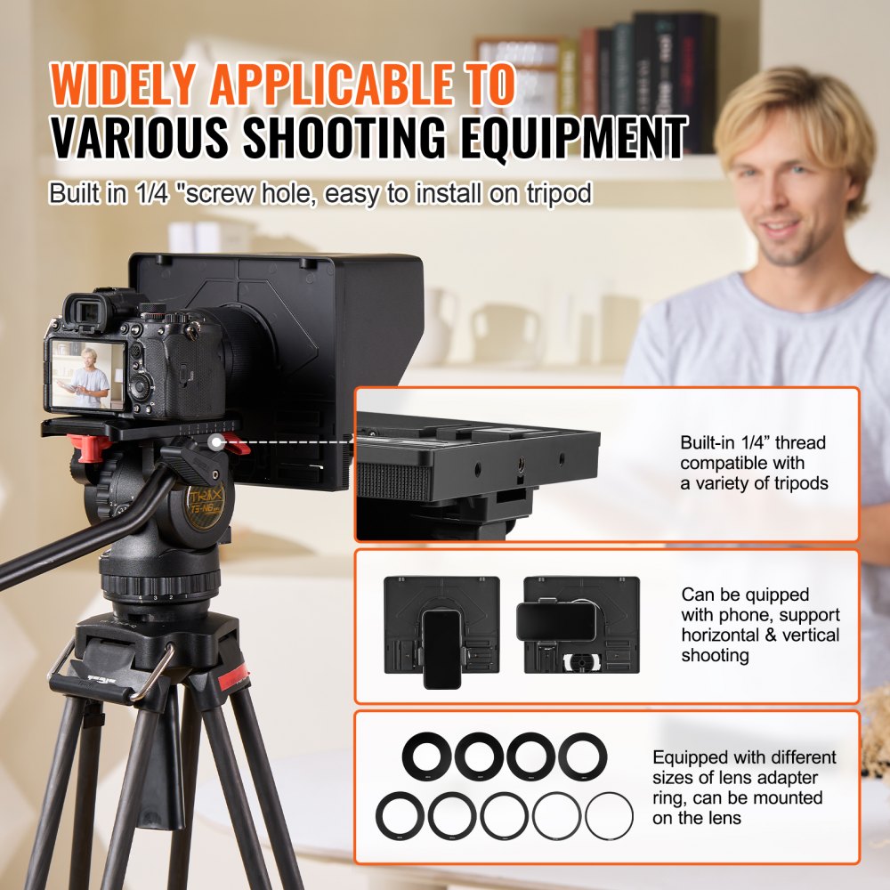 10`` Portable Teleprompter Remote for Webcam Smartphone Live Streaming