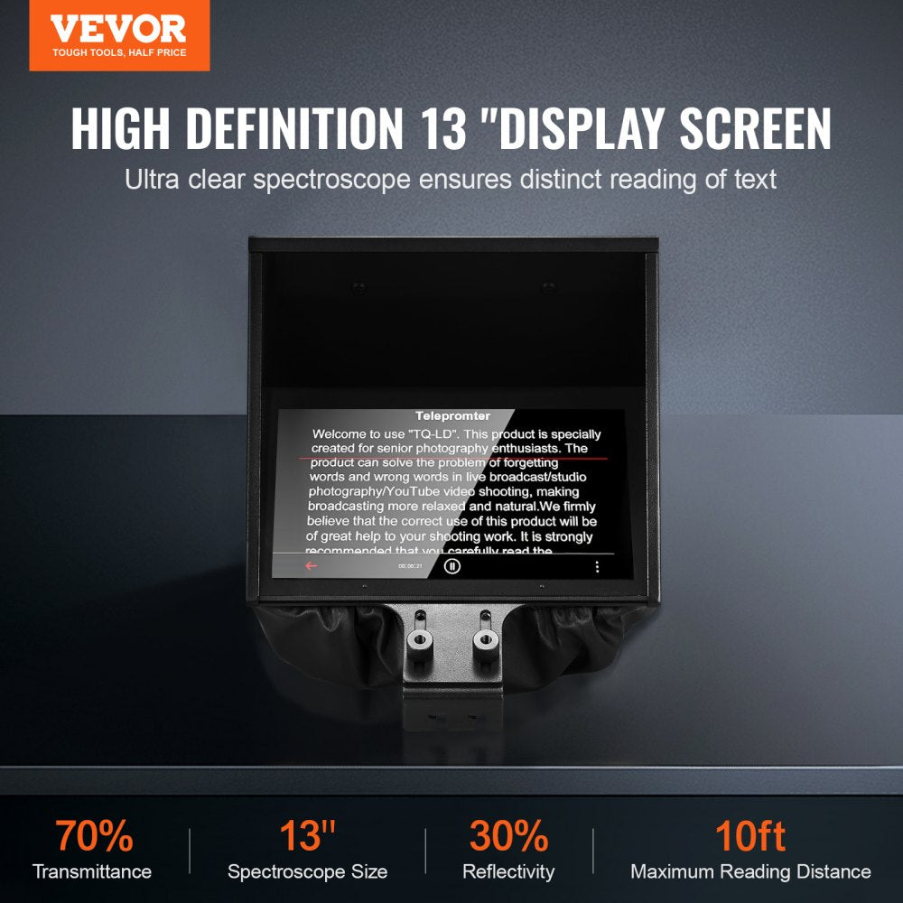 13`` Floor Type Teleprompter Remote for Webcam Smartphone Live Streaming