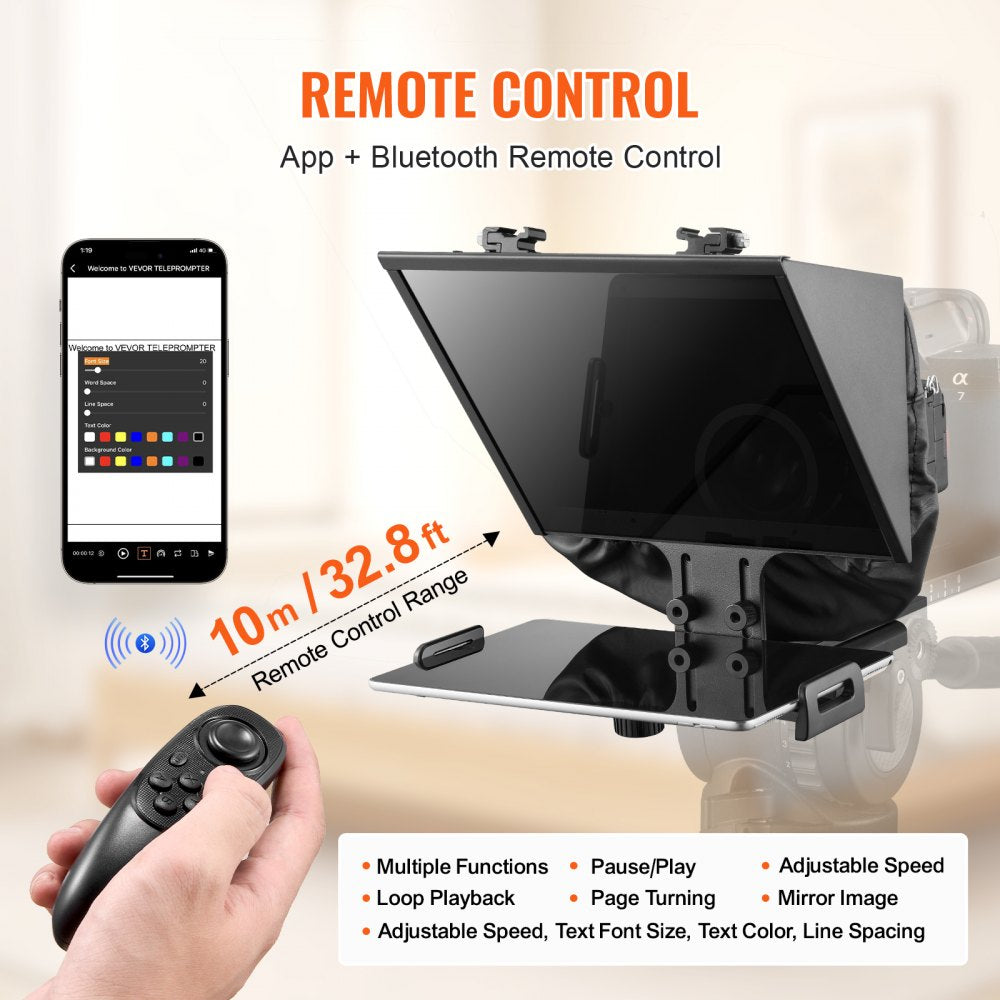 13`` Floor Type Teleprompter Remote for Webcam Smartphone Live Streaming