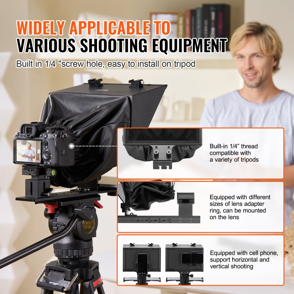 13`` Floor Type Teleprompter Remote for Webcam Smartphone Live Streaming