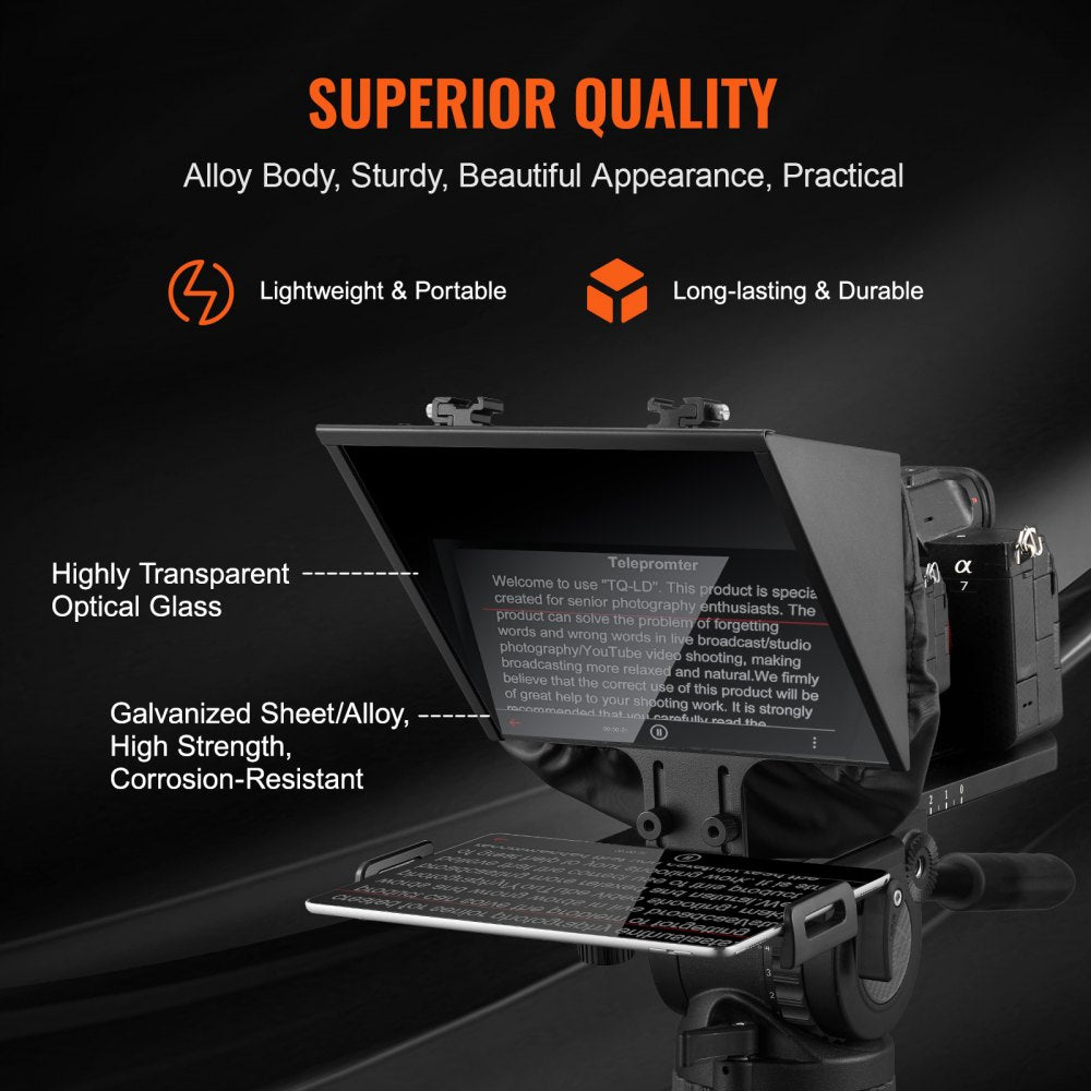 13`` Floor Type Teleprompter Remote for Webcam Smartphone Live Streaming