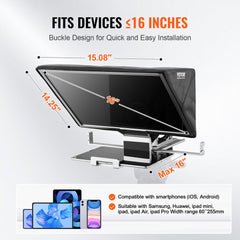 16`` Floor Type Teleprompter Remote for Webcam Smartphone Live Streaming