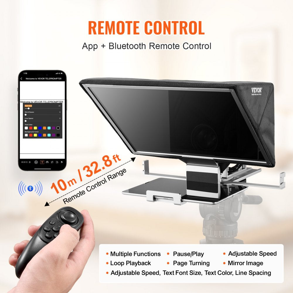 16`` Floor Type Teleprompter Remote for Webcam Smartphone Live Streaming